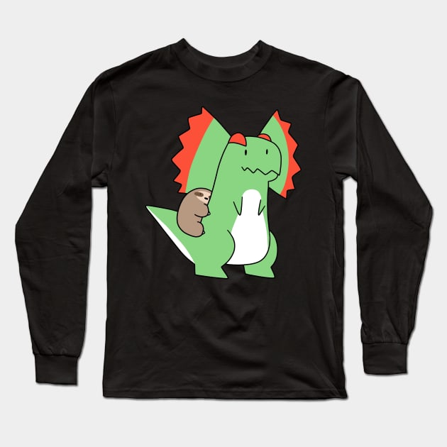 Dilophosaurus and Sloth Long Sleeve T-Shirt by saradaboru